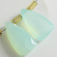 Perles de pierre de calcédoine bleu aqua facettées 15x8MM, formes longues, triangle, triligne, pyramide, goutte d'eau, briolette, pour la fabrication de bijoux, fournisseur tiers
