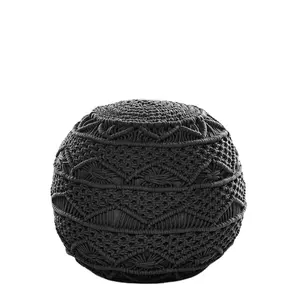 Limited Edition New Wholesale Hand Knotted Cotton Macrame Pouf Boho Design Round Macrame Pouf Footstool For The Living Bed Room