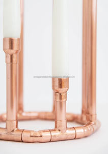 Candelero decorativo octágono de cobre alto, decoraciones navideñas para el hogar, soporte de Metal, forma de pilar de vidrio, número de modelo, centros de mesa - Product Image 2