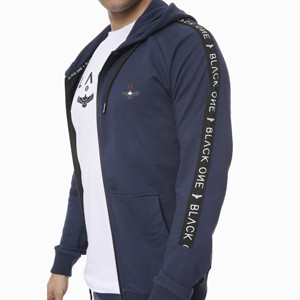 Wholesale Custom Logo Tracksuit Full Front Zip Long Sleeves Gym Hoodie Fitness <b>Jacket</b> Blue Tracksuits - Product Image 4