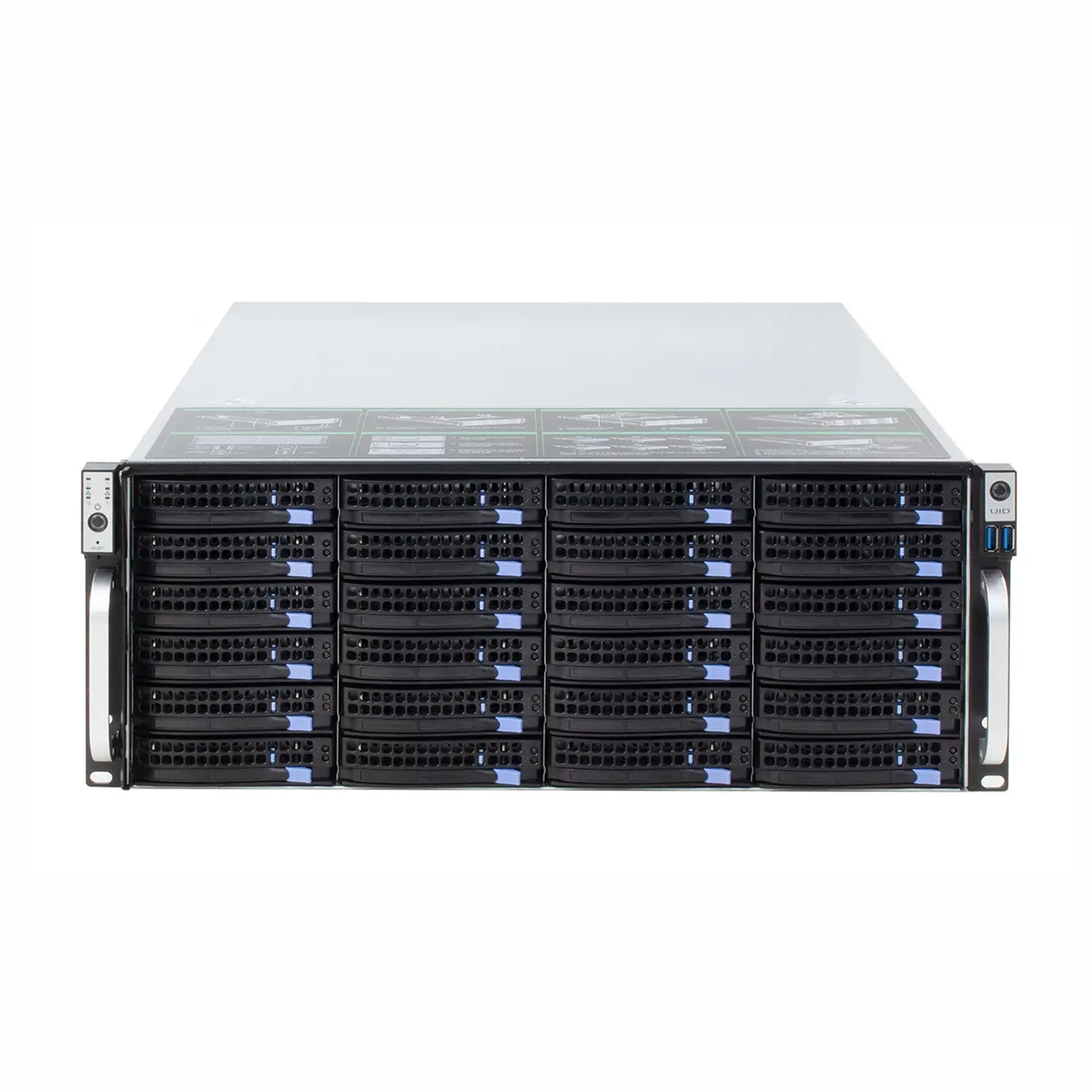High performance low price 4u 24 rack mount chassis itx IPTV storage customizable chassis 800W (1+1) redundant power server