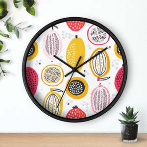Reloj de pared bohemio para cocina, con marco negro, estampado de fruta - Product Image 3
