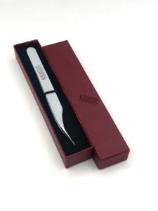 Acier inoxydable de revêtement en poudre gris clair de haute qualité avec pince à épiler pour extension de cils avec poignée en diamant Outils de beauté avec logo personnalisé - Product Image 5