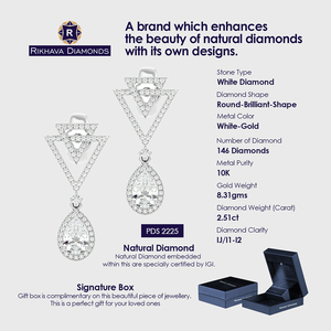 Pendientes solitarios de diamantes naturales brillantes de diseño solitario de oro blanco de 10 quilates para mujer al mejor precio - Product Image 3