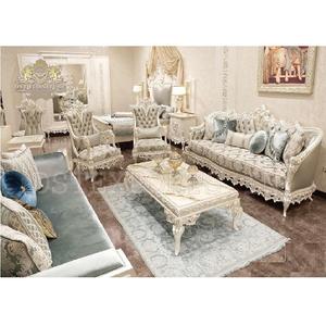 Estilo francés acabado blanco tallado europeo de muebles de sala de mano tallada 8 plazas sofá de lujo barroco blanco tallada sofá - Product Image 1
