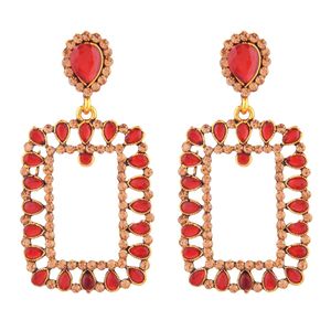 Indian Bridal <b>Earrings</b> Set Boho Oxidized Crystal Rhinestone <b>Gold</b> <b>Plated</b> Statement <b>Earrings</b> Jewellery for Women, Red - Product Image 1