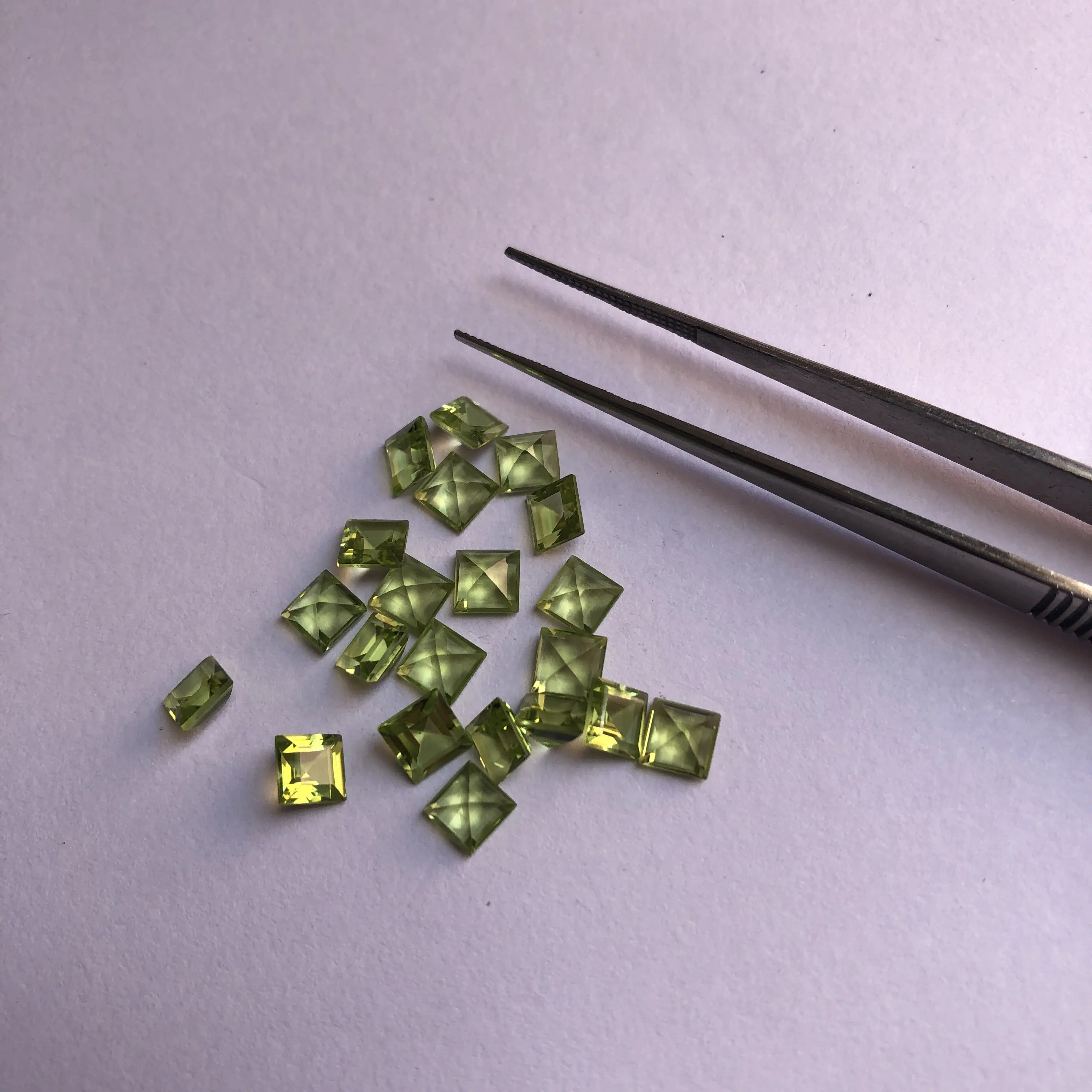 4mm Natural Peridot Square Cut Loose Gemstone Manufacturer Factory Wholesale Price Stones for Buy Jewelry Making Online Shop Now