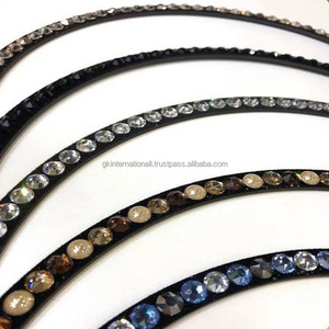 Banda de lazo de novia de alta calidad, banda de cuero genuino para cejas de caballo con cristal de perla y joyas en todos los tamaños personalizados, colores - Product Image 3