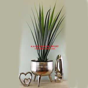 Vente en gros Bol en métal brillant argenté avec base à pied Décoration intérieure Finition brillante exclusive - Product Image 3