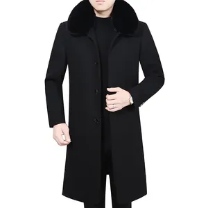 ब्रिटिश व्यापार कोट पुरुषों की ऊन जैकेट सर्दियों भारी कपास स्लिम मिश्रण कोट आकस्मिक खाई कोट गर्म