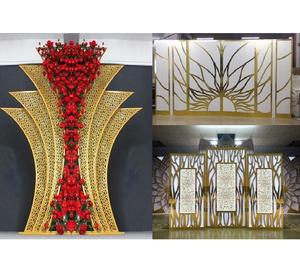 Golden Mirror Metal Wedding <b>Backdrop</b> for Event Modern Wedding Decor Metal Stands <b>Backdrop</b> Luxurious <b>Gold</b> Wedding Metal Panels - Product Image 1