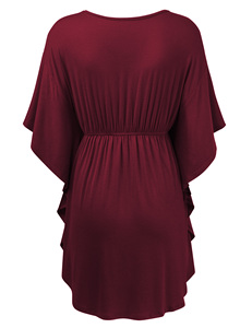 Túnica Dolmen OEM personalizada de alta calidad para mujer, cuello en V, manga corta, cordón, detalle, botón, decoración, patrón, brazo largo, camisa de trabajo - Product Image 2