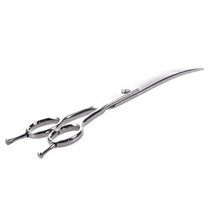 Professional <b>Left</b> <b>Handed</b> Curved Pet Grooming <b>Scissors</b> Professional Shears Pet Using for Dogs & Cats Hair Cutting Pack Silver - Product Image 1