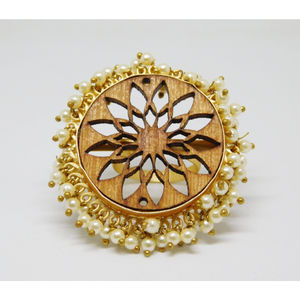 Designer handmade wooden brass ring for girls and women - Product Image 2