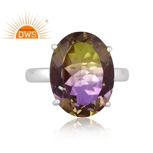 Diseño hecho a mano plata de ley fina Natural Bio Pavo Real doblete cuarzo piedra preciosa anillo apilable fabricante de joyas - Product Image 2