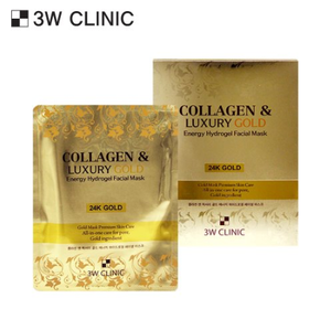 Masque facial en hydrogel d'or de luxe K-Beauty coréen 3W CLINIC, infusé de collagène et de minéraux, anti-rides, hydratant, pour tous types de peau - Product Image 2