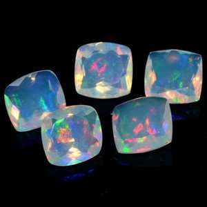 Alta calidad al por mayor de piedras preciosas sueltas 8X10mm facetado blanco Natural ópalo etíope precio de fábrica cojín piedra preciosa - Product Image 3