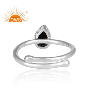 Bague de pierre précieuse pour filles, bijou noir, anneau de styliste, argent fin, fabrication de bijoux - Product Image 4