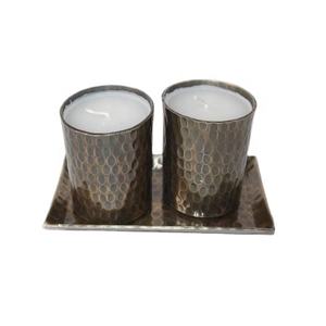 High Quality Antique Brass Finished and <b>Hammered</b> Patterns Candle <b>Holder</b> in Aluminium With Wax for Dining Table Home Decoration - Product Image 1
