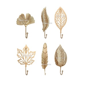 Lot de 5 crochets muraux de taille personnalisée faits à la main couleur or crochet en forme de feuille en métal pour la maison serviette cintre - Product Image 6