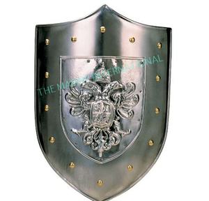 Bouclier de concepteur de guerrier médiéval armure décorative de couleur argentée fonctionnelle pour le cadeau de nouveauté de mur à la maison - Product Image 3