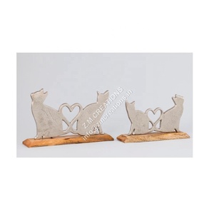 ชุดรูปปั้นนางฟ้าแมวอลูมิเนียมสีเงินสำหรับบ้านบนโต๊ะห้องนั่งเล่นโรงแรมตกแต่งคริสต์มาส - Product Image 1