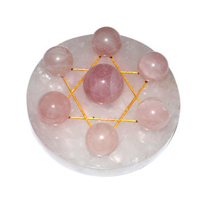 Seven Rose-Bola de cuarzo en oro, estrella de David, cristal, Base de cuarzo - Product Image 4