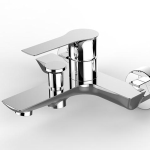 LL01 Robinet moderne à une poignée en laiton avec cartouche d'économie d'eau monté sur le pont Salle de bain Mamelon et écrous - Product Image 1