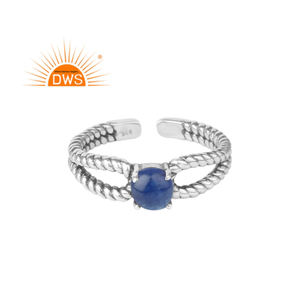 Prong <b>Set</b> Blue Aventurine Ring Gemstone Jewelry Wholesale Oxidized 925 Sterling Silver Designer Ring Vintage Collection - Product Image 1