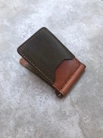 Clip para Billetes de Cuero Genuino Hecho a Mano, Patina Forzada, Minimalista, Unisex, Conveniente, Fácil de Llevar, Uso Diario, Variedad de Colores
