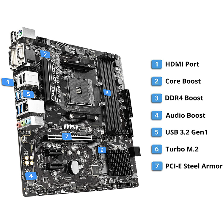 msi b450m pro-vdh max am4 マザーボード PCパーツ スマホ・タブレット
