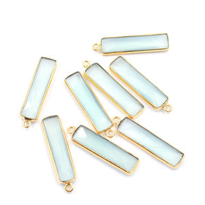 Aqua Calcedonia Rectangular 925 colgante de plata esterlina hecho a mano 18K chapado en oro accesorio de fabricación de joyas - Product Image 1