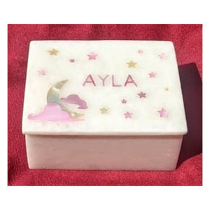 Decorative Mop Design White Marble Jewelry <b>Box</b> for Home - Product Image 1