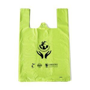 Bolsa Biodegradable de camiseta resistente al agua, bolsa de plástico Biodegradable de alta calidad, bolsas ecológicas compostables con asas - Product Image 4