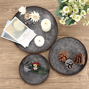 Set of 3 <b>Black</b> Color Coated Round Galvanized <b>Serving</b> <b>Trays</b> Perfect for Kitchenware Hotel and Restaurant Food <b>Serving</b> Daily Use - Product Image 5
