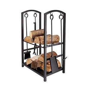 Support de rangement pour bois de chauffage de qualité supérieure, couleur noir fer, pour usage extérieur et intérieur - Product Image 2