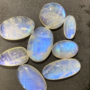 High Quality 5A Rainbow Moonstone 14mm <b>Quartz</b> Cabochon Loose Blue Natural Crystal for Jewelry Making Customizable Color Change - Product Image 4