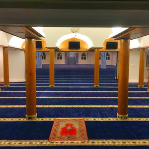 Rouleau de tapis musulman impression de prière en nylon 3d laine de nylon terylene mur à mur tapis bleu foncé pour mosquée - Product Image 5