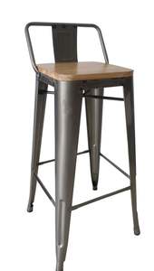 เก้าอี้บาร์เหล็กที่นั่งทำจากไม้เนื้อแข็งสำหรับโรงแรมห้องรับประทานอาหารกลางแจ้งห้องนั่งเล่น-เฟอร์นิเจอร์อุตสาหกรรม - Product Image 4