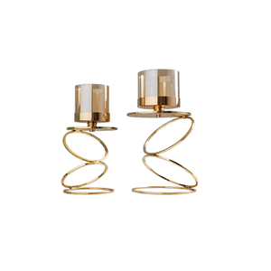 Metal Gold Polished Candle Holder <b>Set</b> Of Two Customized Size And Shape Decorative Candle Holder For Home Use - Product Image 5