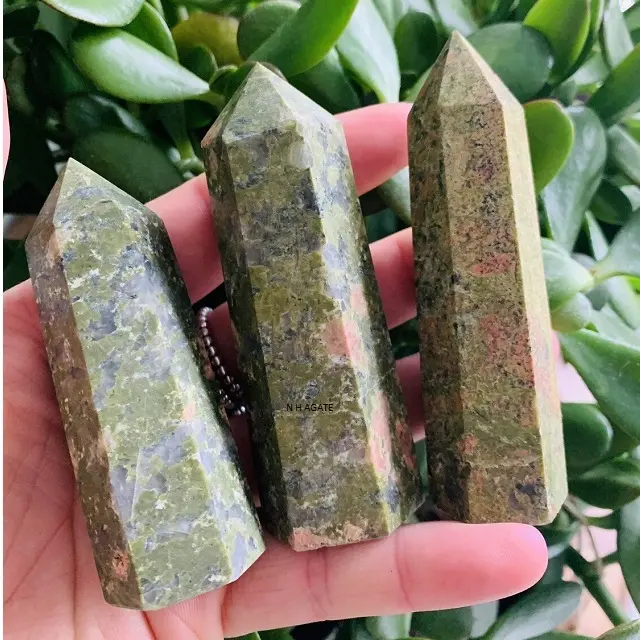 Wholesale Natural Folk Craft Healing Obelisk Gem Stone Wands Tower Unakite Crystals Witch Point Buy From N H AGATE