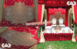 Fondo colorido bordado para escenario, cortinas de fondo con hermoso diseño de tela para boda india - Product Image 5