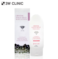 Cosmétique coréenne 3W CLINIC Crystal White Milky Body Lotion, lotion pour le corps blanchissante hydratante à la glycérine et à la niacinamide, 150 ml, pour femmes, K-beauty