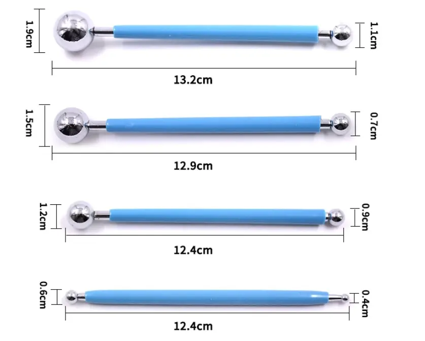 4つのフォンダンケーキフラワーデコレーションクレイシュガークラフトボールモデリングカッターツールのセット球形のベーキングとカービングケーキ型