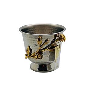 Home Decoration Serving Tabletop <b>Vase</b> Design Bowl Silver Color Shiny Plated With Leaf Design Dinnerware Serving Bowl Large Size - Product Image 1