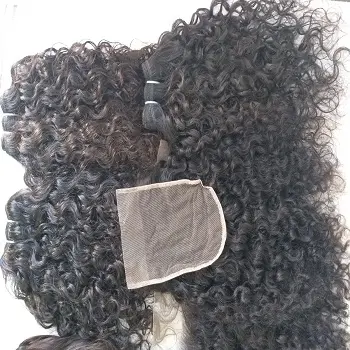 Rambut manusia keriting pabrik penjualan laris rambut Virgin manusia Brasil jalinan rambut keriting keriting Afro