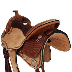 ชุดแข่งกระบอกหนังแท้แบบพรีเมี่ยมอานม้าแบบตะวันตก14-18 "ที่นั่งมีหลายสีสำหรับการขี่ม้า - Product Image 1