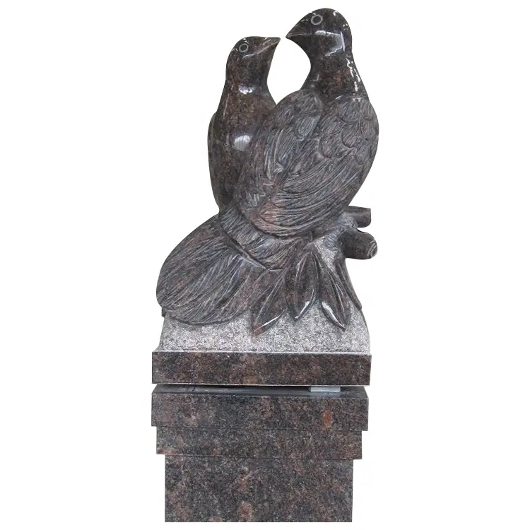 Toptan yüksek kaliteli hayvan heykelleri iki güvercinler şekil granit taş heykel
