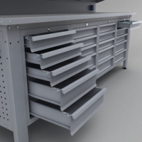 Armoire à outils de garage personnalisable Bodur BD361541 en acier laminé à froid robuste, revêtement poudré, gris RAL7040, protection IP44, garantie 2 ans