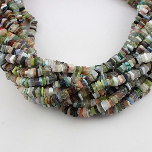 Perles Heishi en Quartz Multicolores, Lisse, Plat, Carré, 4-6mm, 16 pouces, pour Bijoux, Multi-Taille - Product Image 1